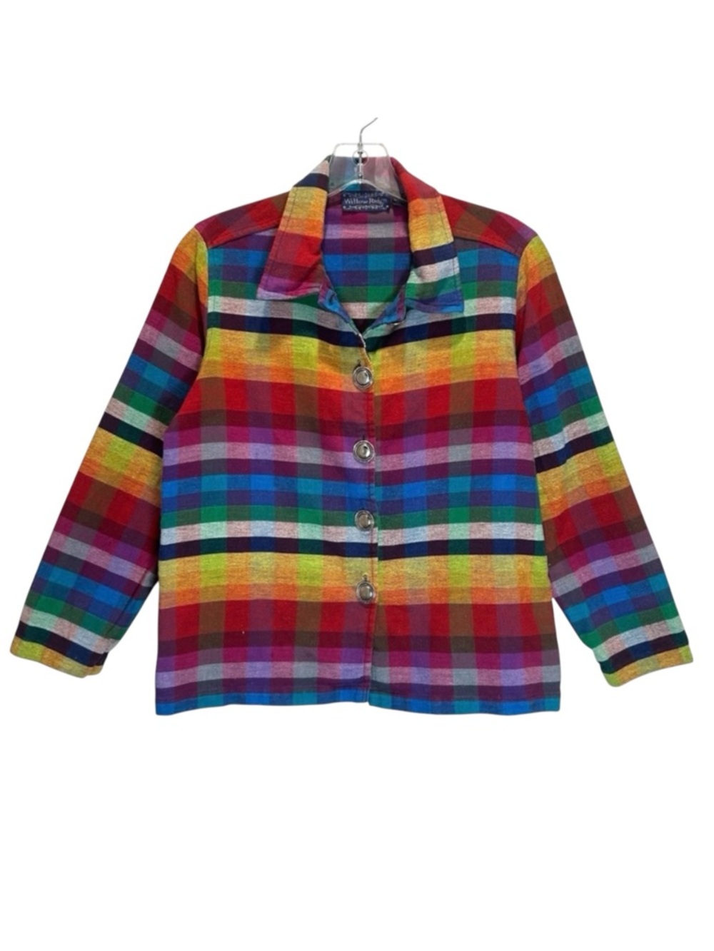 VTG Willow Ridge Women’s Rainbow Plaid Cotton Button-up Jacket - Small Petite